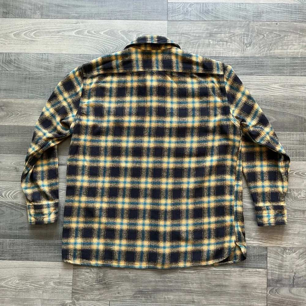 Levi’s Relaxed Fit Flannel Shirt Men’s LARGE Yellow Black Turquoise Plaid 19587